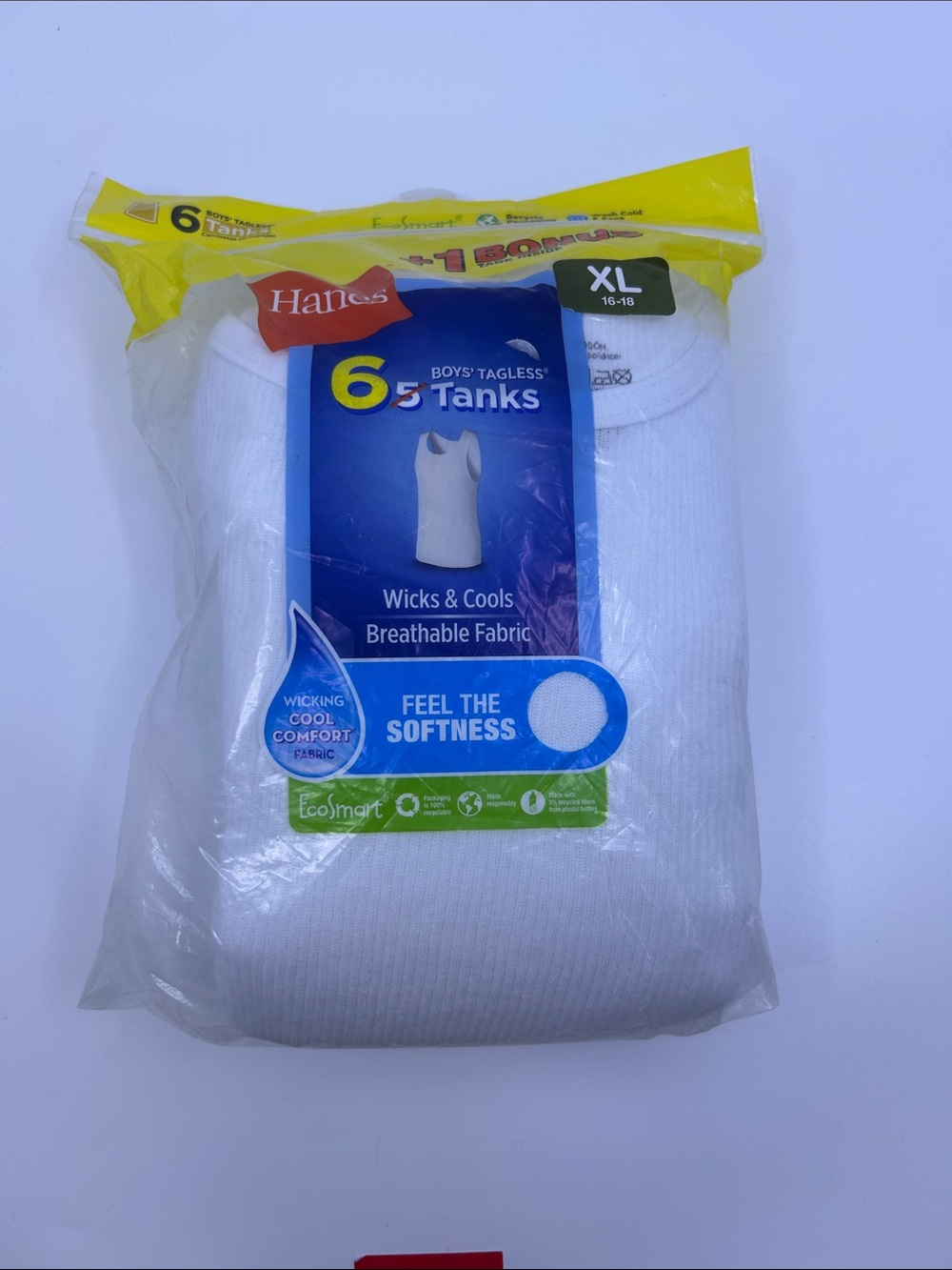 Hanes White Boys' Tagless Tank Tops - Pack of 6 (XL)